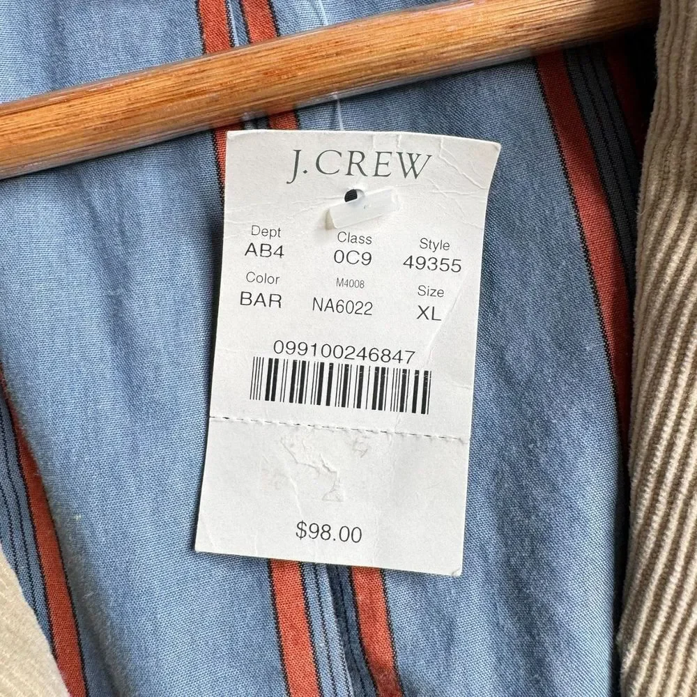 Vtg J Crew Corduroy Blazer Mens XL NEW Tan Brown Academia‎ Classic Deadstock